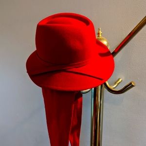 Vintage Red Saks Fifth Avenue Hat